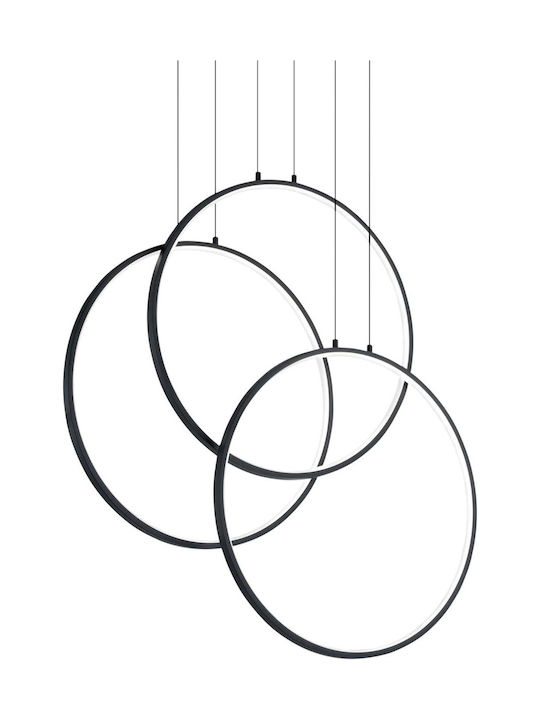 Ideal Lux Frame SP Cerchio Κρεμαστό Φωτιστικό LED με Θερμό Λευκό Φως Μαύρο 68.5x13x80εκ. 269337